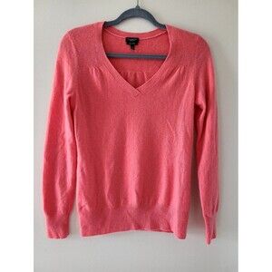 Talbots Pure Cashmere Coral Pink V-Neck Sweater Size M
